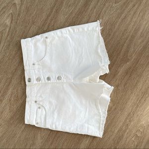 J Crew Button Front Denim Short White High Waist